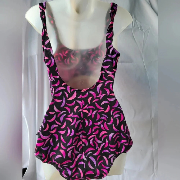 Vintage Bathing Suit possibly Maxine of Hollywood Swimsuit pink black one piece - Picture 5 of 12